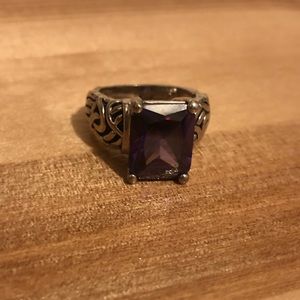 Silver Ring with Deep Purple Stone